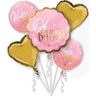 Hello World Folienballon Bouquet Pink