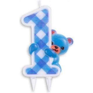 Kagelys med blå bamse, 1 år