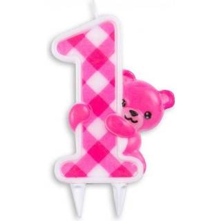 Kagelys med pink bjørn, 1 år