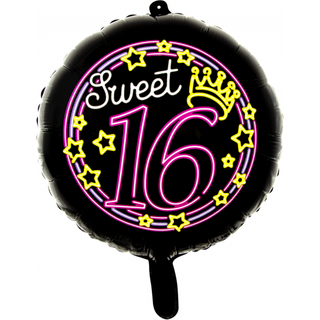 Folieballon rund Sweet 16 neon, 46 cm
