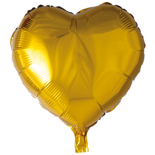 Guld folieballon 46 cm. - Hjerte