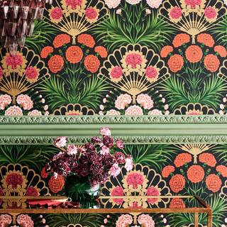 Flamenco Fan - Cerise, Dark Tangerine & Metallic Gold
