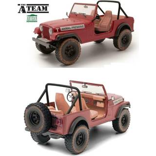 1981 Jeep CJ-7 """" Animal Preserve """" Red (Dirty Version) """" The A-Team """" (1983-1987) TV-serie 1/18 Diecast Model Car av Greenlight