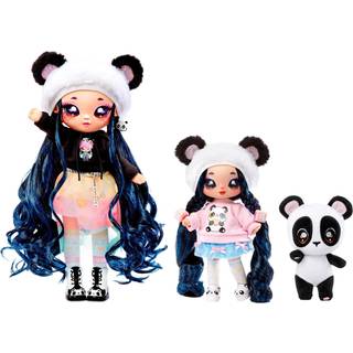 Na! Na! Na! Surprise Family Soft Doll Set med 2 modedukker og 1 k?ledyr - Panda har 12 tilbeh?r Lange h?rdukker i aftagelige mode og tilbeh?r med