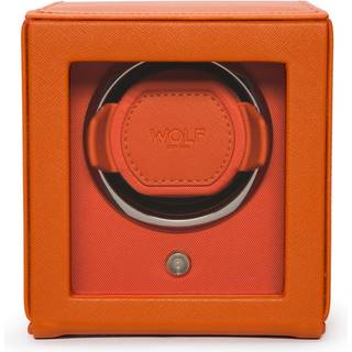WOLF Cub Single Watch Winder with Cover Bold Orange Vegan Leather 461139