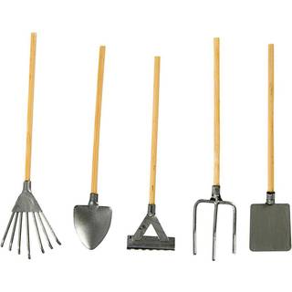 Haveredskaber 11 cm, 5 stk Haveredskaber i metal med træskaft Pakke med 5 forskellige.