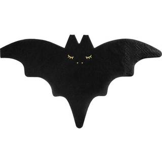 20 stk. Bat motiv Servietter i sort med Guldtryk, 16x9cm