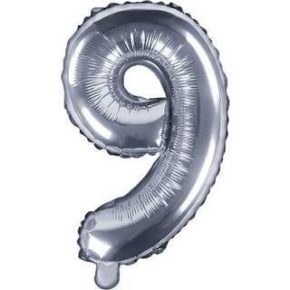 1 stk. Folieballon Sølv Tal 9 - 35 cm Festlig Dekoration til Fødselsdag & Jubilæum