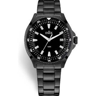 INEX HERRE SORT 10ATM M DATO LÆNKE SORT BEZEL