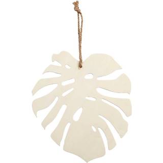 Monstera Blad i Lyst Træ - 20 cm Højde