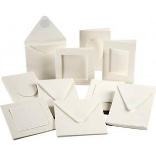 Råhvide Passepartoutkort 10,5x15 & 12,5x12,5 cm - 50 sæt