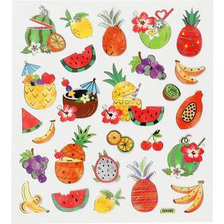 Eksotiske Frugtstickers - 15x16,5 cm Ark