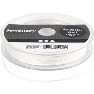 Hvid Polyester Snor 1 mm - 50 m til Kreative Projekter