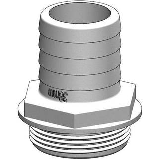 Slangnippel TruDesign Aquavalve Tails, komposit, 1 1/2" G (BSP) (udvendig) til 38 mm (1 1/2") slange, hvid