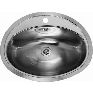 Lavabo Pacific håndvask i stål med hanehul og overløb 505x480 mm