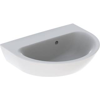 Geberit Renova håndvask med overløb asymmetrisk: Hvid / KeraTect, B=50cm, H=17.3cm, T=40cm, Hanehul=Uden, Overløb=Synlig