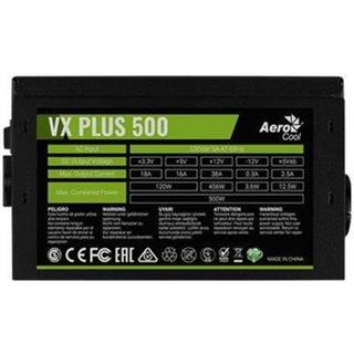 AeroCool Value Series VX PLUS 500 Strømforsyning - 500 Watt - 120 mm - ATX 2.3 - 80 Plus