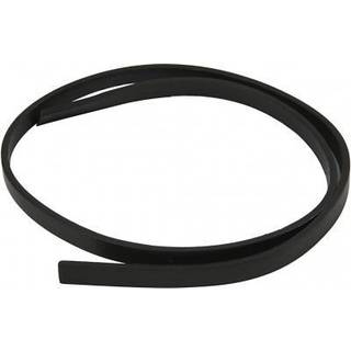 Sort Imiteret Læderbånd 10mm x 3mm - 1m