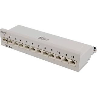 Deltaco PAN-212 Patch Panel 12xRJ45 Cat6a wall-mountable metal grey