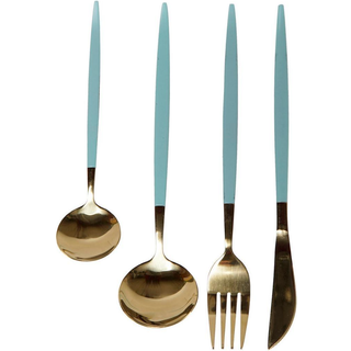 Bestiksæt DKD Home Decor Grøn Gylden Rustfrit stål 1,5 x 0,5 x 22,3 cm 16 Dele