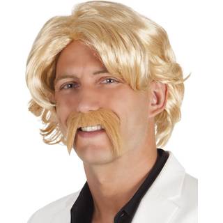Paryk Chuck blond med overskæg