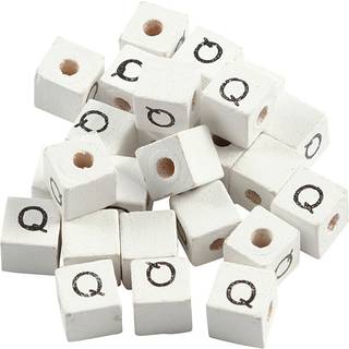 Hvide Bogstavperler Q, 25 stk. til DIY-projekter