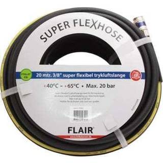 Flair trykluftslange 20m 3/8'' super flexslange med kobling & sikkerhedsnip max 20 bar