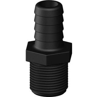 Slangnippel TruDesign Tails Straight Male Threaded, komposit, 3/4" BSP (udvendig) til 19 mm (3/4") slange, sort
