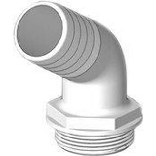 Slangnippel TruDesign Aquavalve Tails, komposit, vinklet 120°, 1 1/2" G (BSP) (udvendig) til 1 1/2" (38 mm) slange, hvid
