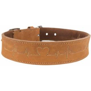 Trixie Rustic fatleather collar Heartbeat L: 47-55 cm/40 mm brown