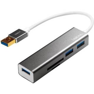 LogiLink USB 3.0 3-port hub with card reader USB hub - 3 ports - Grå