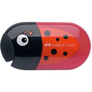 Faber-Castell, Blyantspidser Mariehøne Faber-Castell blyantspidser med mariehønemotiv Indbygget viskelæder Indeholder både normal- og jumbospidser.