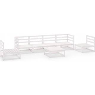 Loungesæt Til Haven 7 Dele Massivt Fyrretræ - Sort / Nej