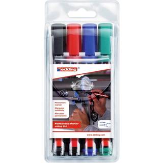 Edding 300-4 Permanent marker, rund spids 1,5-3mm, etui med 4 farver