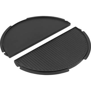 Vendbar støbejernsgrillplade, Halv Plancha Grillrist - Big Green Egg - Large
