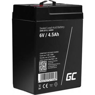 Green Cell AGM VRLA 6V 4,5Ah vedligeholdelsesfrit batteri til alarmsystem, kasseapparat, legetøj