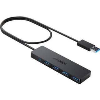 Anker 4-Port Ultra Slim USB3.0 Data Hub - Black USB hub - USB 3.0 - 4 ports - Sort