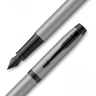 IM Metallic Grey, Black PVD, Fountain pen, M blue, Parker 2127620
