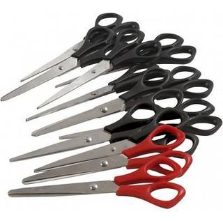 Skolesaks, L: 14 cm, Højre- og venstrehånd, sort, rød, 12stk./ 1 pk.
