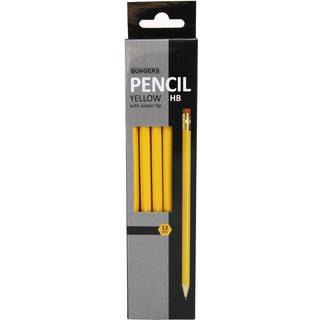 Büngers pencil HB yellow with eraser tip 12 stk.