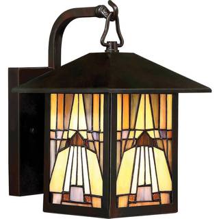 Inglenook ude. væglampe, farverigt glas, 27,8 cm