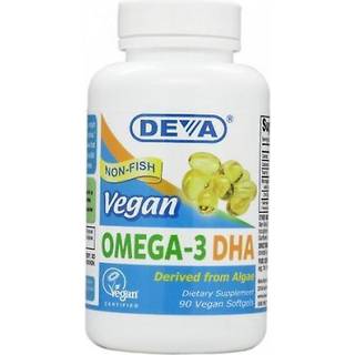 DEVA Vegan Omega-3 DHA Supplement - Softgel n gang om dagen 200 MG - Carrageenan Fri - Gelatinefri - Ikke-fisk - Algeolie - Omega-3 fedtsyrer -