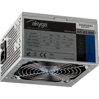 Akyga Basic Series Strømforsyning - 600 Watt - 120 mm - ATX 2.31 - 80 Plus