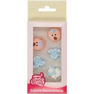Sukker Dekorationer Baby Boy sæt/8, FunCakes