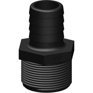 Slangnippel TruDesign Tails Straight Male Threaded, komposit, 1 1/2" G (BSP) (udvendig) til 32 mm (1 1/4") slange, sort