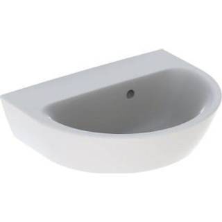 Geberit Renova håndvask med overløb asymmetrisk: Hvid / KeraTect, B=45cm, H=17.3cm, T=36cm, Hanehul=Uden, Overløb=Synlig