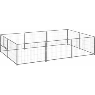 hundeløbegård 6 m² stål sølvfarvet