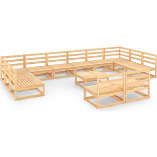 Loungesæt Til Haven 13 Dele Massivt Fyrretræ - Sort / Nej