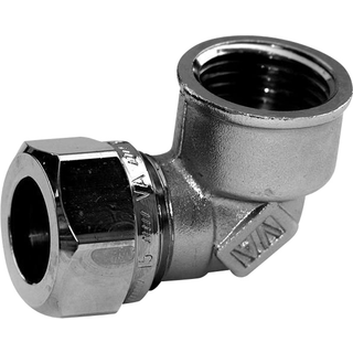 Vatette FG036043420 Overgangsvinkel 90°, forkromet, indvendigt gevind, 12 mm x G10