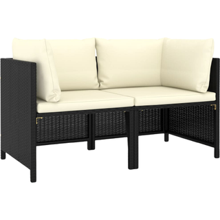 2-personers havesofa med hynder polyrattan grå